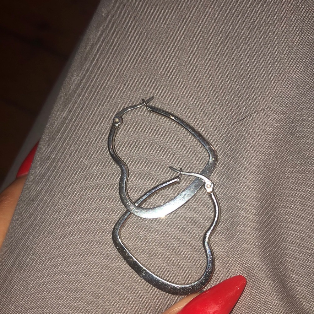 Sterling silver heart hoop earrings